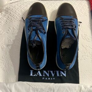 Lanvin Blue Sneakers with White Sole and Lace-Up Design